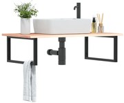 vidaXL Prateleira de parede p/ lavatório aço/madeira carvalho maciça