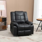 Poltrona de Massagem Poltrona Relax Reclinável com 8 Pontos de Massagem Controlo Remoto Estofada em PU 94x99x99 cm Preto