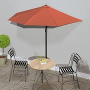 vidaXL Guarda-sol poste alumínio semicircular 270x144x222 cm terracota