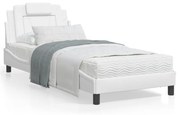 vidaXL Estrutura de cama Viana sem colchão couro artificial 90x190cm branco