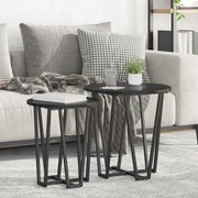 Mesa de Apoio vidaXL 2 pcs Preto Carvalho Madeira Engenharia e Metal