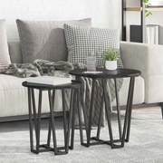 vidaXL Conjunto de mesas de apoio 2 pcs Carvalho Preto