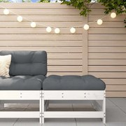 vidaXL Apoio de pés p/ jardim c/ almofadão pinho maciço branco