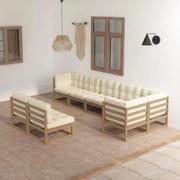 8 pcs conjunto lounge de jardim com almofadões pinho maciço