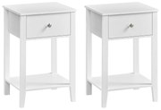 Mesa de cabeceira de bambu VASAGLE, conjunto de 2 mesas laterais com gaveta, prateleira aberta, mesa de centro para sala de estar, estilo minimalista, para quarto, sofá, branco nuvem LET852W01