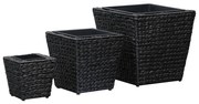 vidaXL Vasos/floreiras 3 pcs jacinto de água preto