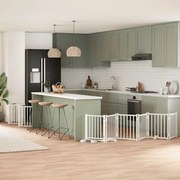 vidaXL Portão p/ cães com porta dobrável 12 painéis 600cm álamo branco