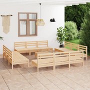 13 pcs conjunto lounge de jardim pinho maciço