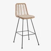 Banco Alto Em Rattan Sintético Gouda Natural Natural & ↑75 Cm & Negro & Castanho Areia - Sklum