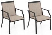 Conjunto de 2 cadeiras de jardim com assentos respiráveis ​​e estrutura de metal, com capacidade para até 150 kg. Cinza