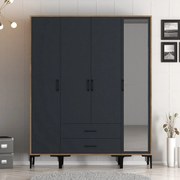 Roupeiro Kumsal STR – Nogueira e Antracite – 160 cm x 47,5 cm x 201,4