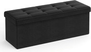 Banco com espaço de armazenamento dobrável | SONGMICS | 110 x 38 x 38 cm | preto | LSF077B01V2.