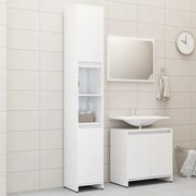 vidaXL 3 pcs conj. móveis casa de banho contraplacado branco brilhante