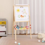 Quadro de brincar de arte de dupla face ajustável 3 em 1 para crianças com quadro magnético e rolo de papel para quadro branco