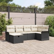 vidaXL Conjunto de Sofá de Jardim 6 Peças com Almofadas Pretas em Rattan Sintético