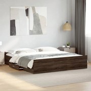vidaXL Estrutura cama c/ gavetas derivados madeira carvalho castanho