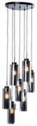 Candeeiro suspenso inteligente preto com vidro fumado 7 luzes incluindo 7 Wifi ST64 - Laura
