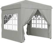 Outsunny Tenda Dobrável Pop-Up 2,5x2,5 m Tenda de Jardim para Festas e Eventos com 4 Paredes Laterais Anti-UV Altura Ajustável e Bolsa de Transporte Cinza Claro | AOSOM Portugal