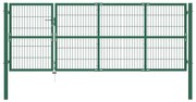 vidaXL Portão para cerca de jardim com postes 350x120 cm aço verde