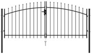 Portão p/ cerca porta dupla topo em espetos 3x1,25 m aço preto