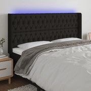 Cabeceira de cama c/ luzes LED tecido 183x16x118/128 cm preto