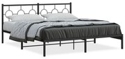 vidaXL Estrutura de cama em metal com cabeceira 180x200 cm preto