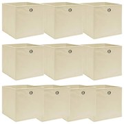 vidaXL Caixas de arrumação 10 pcs 32x32x32 cm tecido creme