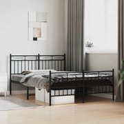vidaXL Estrutura de cama com cabeceira e pés 140x190 cm metal preto