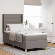 vidaXL Cama Box com Colchão Taupe 100x200 cm Tecido