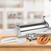 Enchidor manual de enchidos com suporte de sucção, capacidade de enchimento 2,5 l prateado