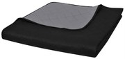 Colcha dupla face acolchoada preto/cinzento 230 x 260 cm