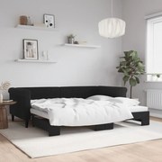 Sofá-cama com gavetão 90x200 cm veludo preto