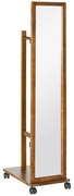 HOMCOM Espelho Pé Rodas Corpo Inteiro Barra Pendurar Roupa Prateleira 35,5x49,5x167,8 cm Prático Nogueira | Aosom Portugal