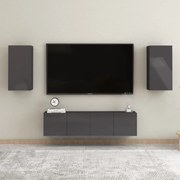 vidaXL 4 pcs conjunto de móveis de TV contraplacado cinzento brilhante