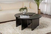 Mesa de Centro "Moira" – Preto, Ø90x41 cm, Design Rústico Moderno