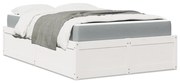 vidaXL Cama com colchão 140x190 cm madeira de pinho maciça branco