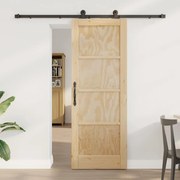 Porta de Correr vidaXL com Conjunto de Ferragens 73.5x198.5 cm Madeira Sólida de Pinheiro