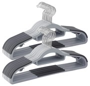 Cabides SONGMICS, pacote com 50, cabides de plástico resistentes com design antiderrapante, cabides que economizam espaço, 0,6 cm de espessura, gancho giratório de 360°, 42 cm de comprimento, cinza claro e cinza escuro CRP20G50