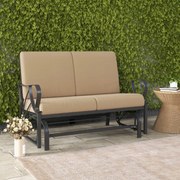 Banco baloico jardim com apoio de braço curvo e almofada de 2 lugares para terraço de jardim 124,5 x 73 x 89 cm castanho