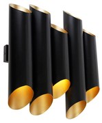 Candeeiro de parede preto com interior dourado 10 luzes - Apito Moderno