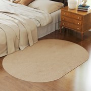 Tapete Oval para Sala de Estar 170x120 cm Tapete Lavável à Máquina Tecido à Mão Estilo Rústico Bege