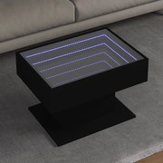 vidaXL Mesa de centro c/ LEDs 70x50x45 cm derivados de madeira preto