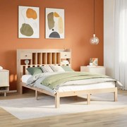 vidaXL Cama com estante sem colchão 140x200 cm pinho maciço
