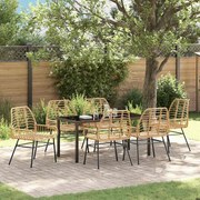 vidaXL Conjunto de Jantar de Jardim com 7 Peças em Polipropileno Marrom