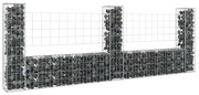 vidaXL Cesto gabião em forma de U c/ 3 postes 260x20x100 cm ferro