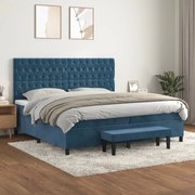 vidaXL Cama com molas/colchão 200x200 cm veludo azul-escuro