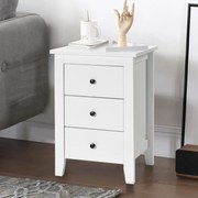 Mesa de cabeceira em madeira com 3 gavetas resistentes e espaçosas, estilo moderno, 46 x 37 x 65 cm, branca
