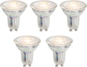 Conjunto de 5 Lâmpadas LED GU10 50 Reguláveis 3.9W 450 lm 2700K Longa Duração