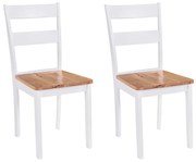 vidaXL Cadeiras de jantar 2 pcs madeira de seringueira maciça branco