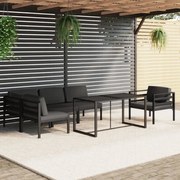 6 pcs conjunto lounge jardim com almofadões alumínio antracite